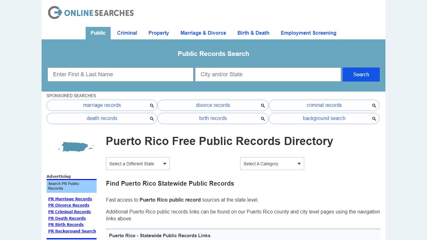 Puerto Rico Public Records Directory - OnlineSearches.com